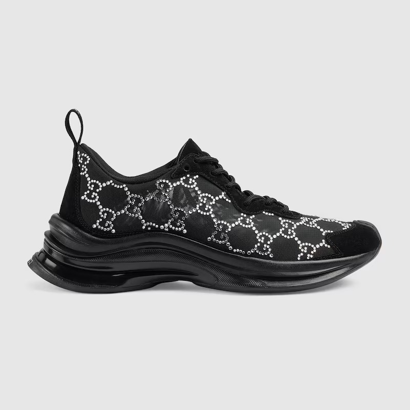 Gucci Women's Run GG crystal sneaker Black suede trim - vstockx