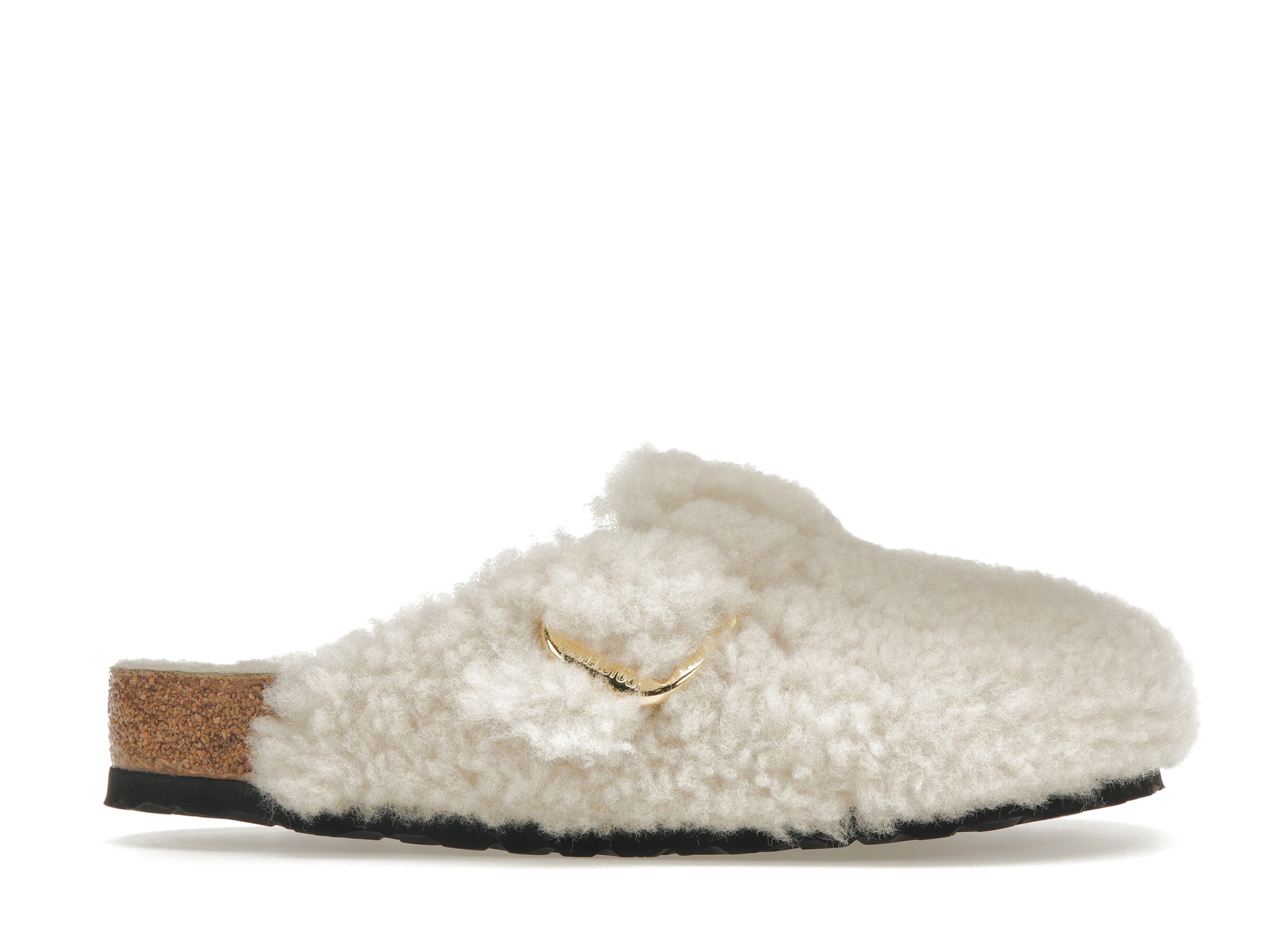 Birkenstock Boston Big Buckle Shearling Egg Shell - vstockx