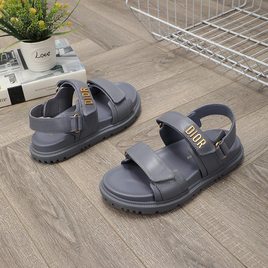 DIOR DIORACT SANDAL Gray Stone Lambskin - vstockx