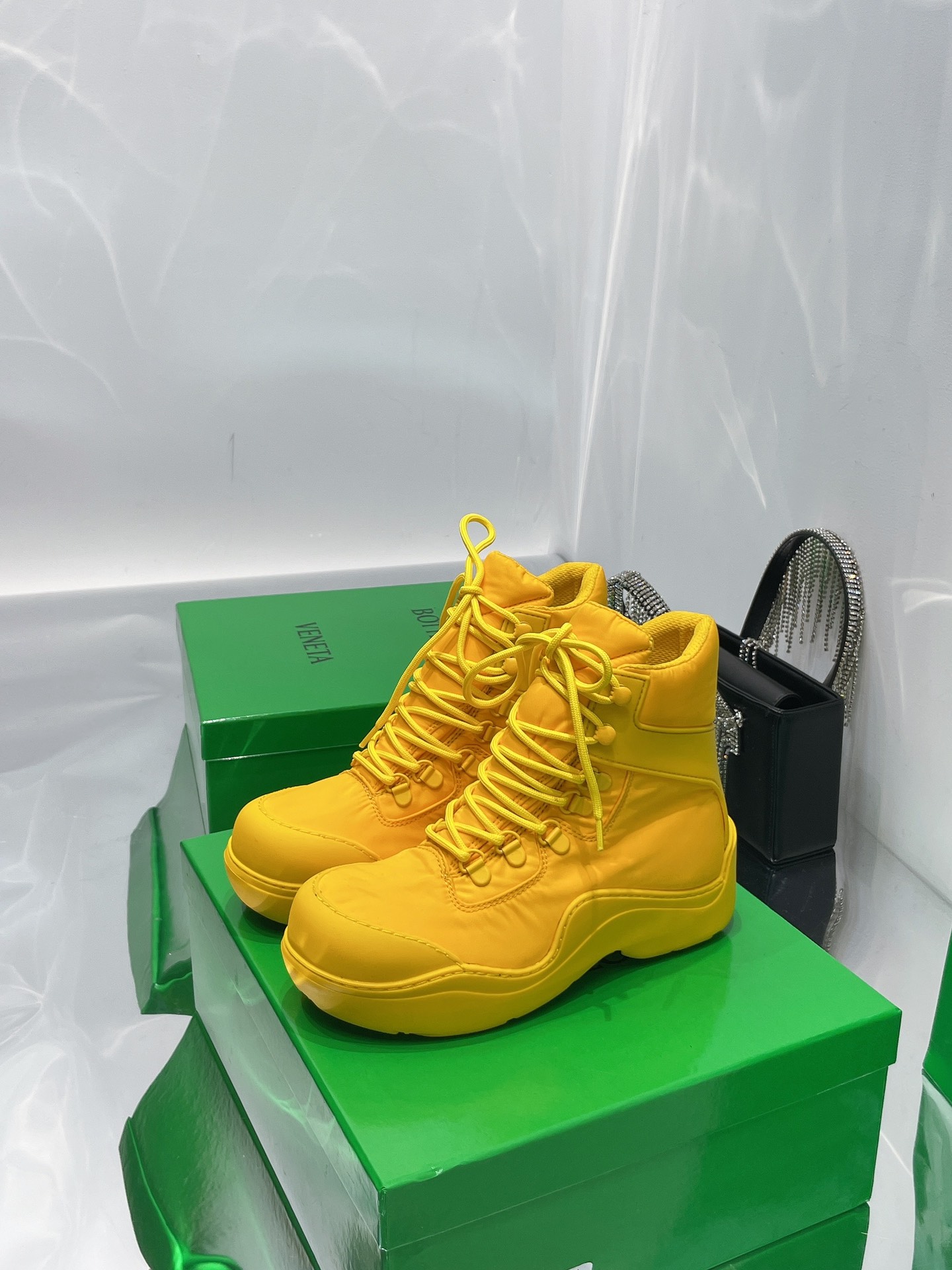 Bottega Veneta Puddle Bomber Lace-up Rubber And Shell Boots 5 - vstockx