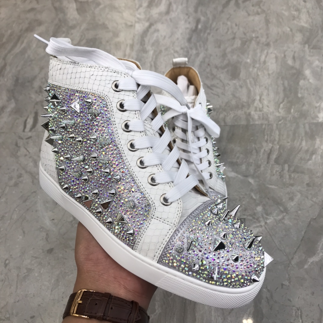 Christian Louboutin Louis Junior Spikes Orlato Flat Sneakers 26 - vstockx