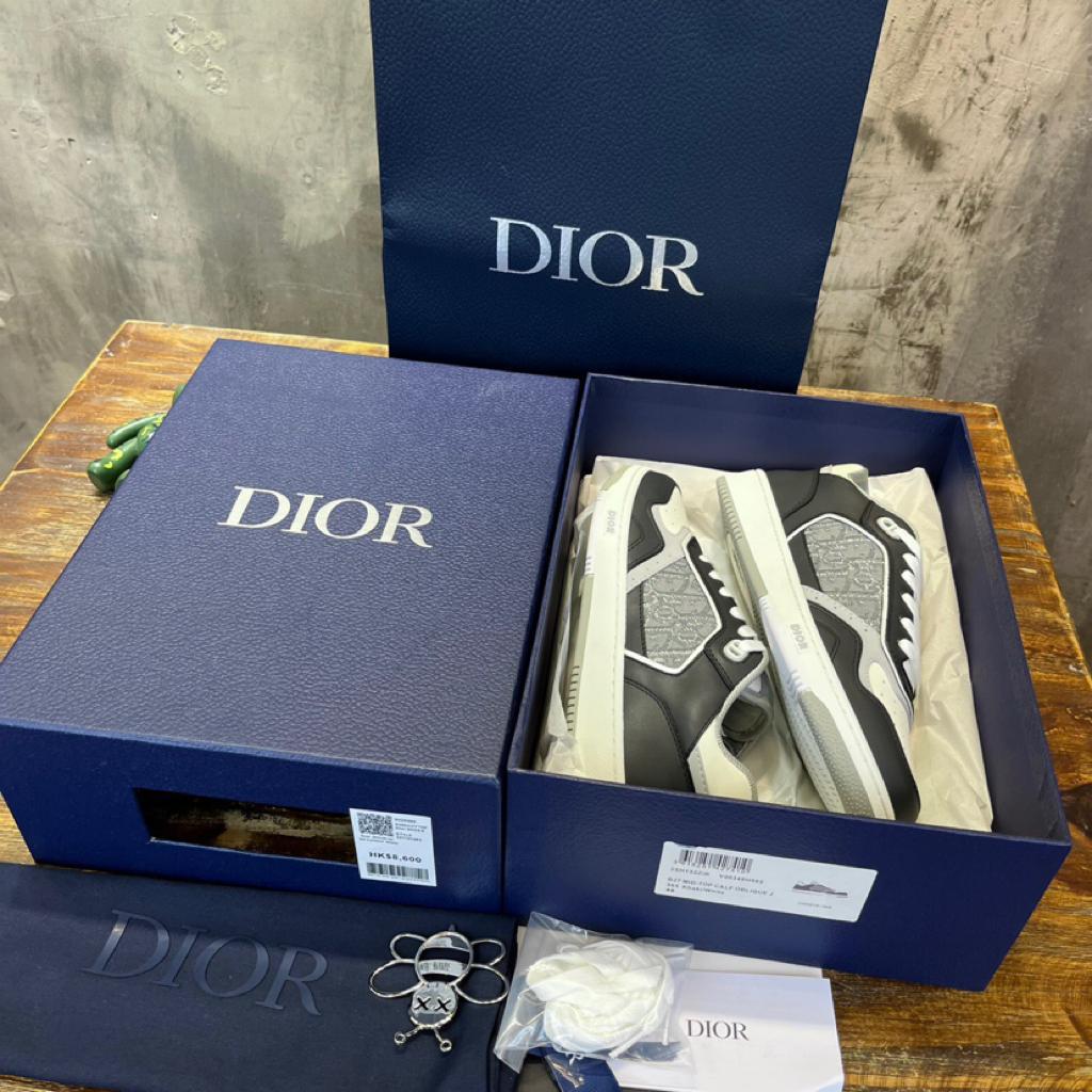 Dior B27 Low Anthracite White Dior Oblique Jacquard Ruthenium Metallic Threads - vstockx