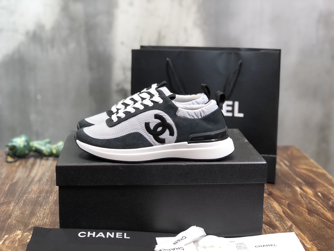 Chanel Fabric & Suede Calfskin Low Top Sneaker 32 - vstockx