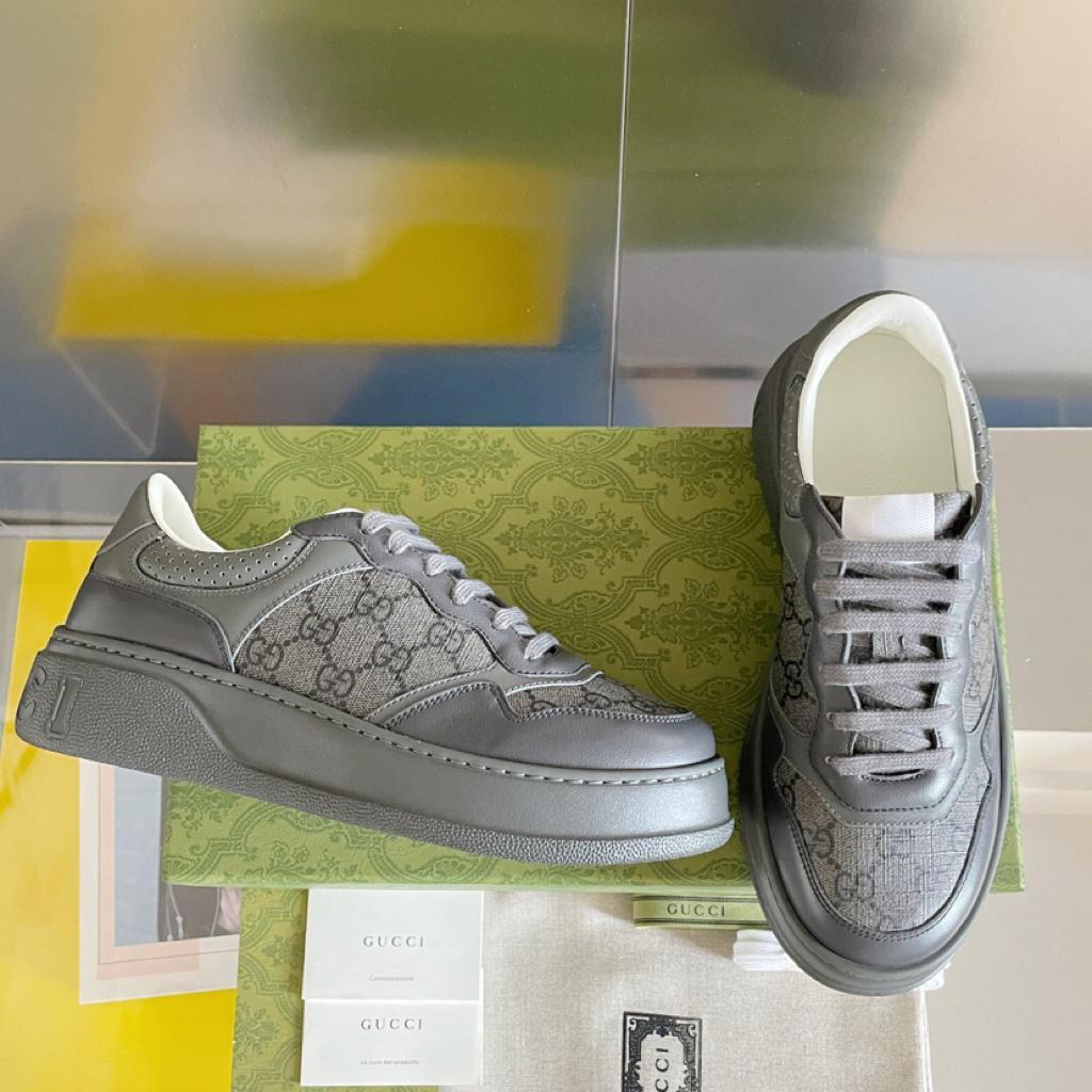 Gucci LACE-UP SNEAKER grey leather - vstockx