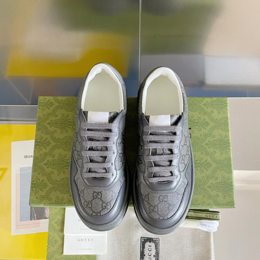 Gucci LACE-UP SNEAKER grey leather - vstockx