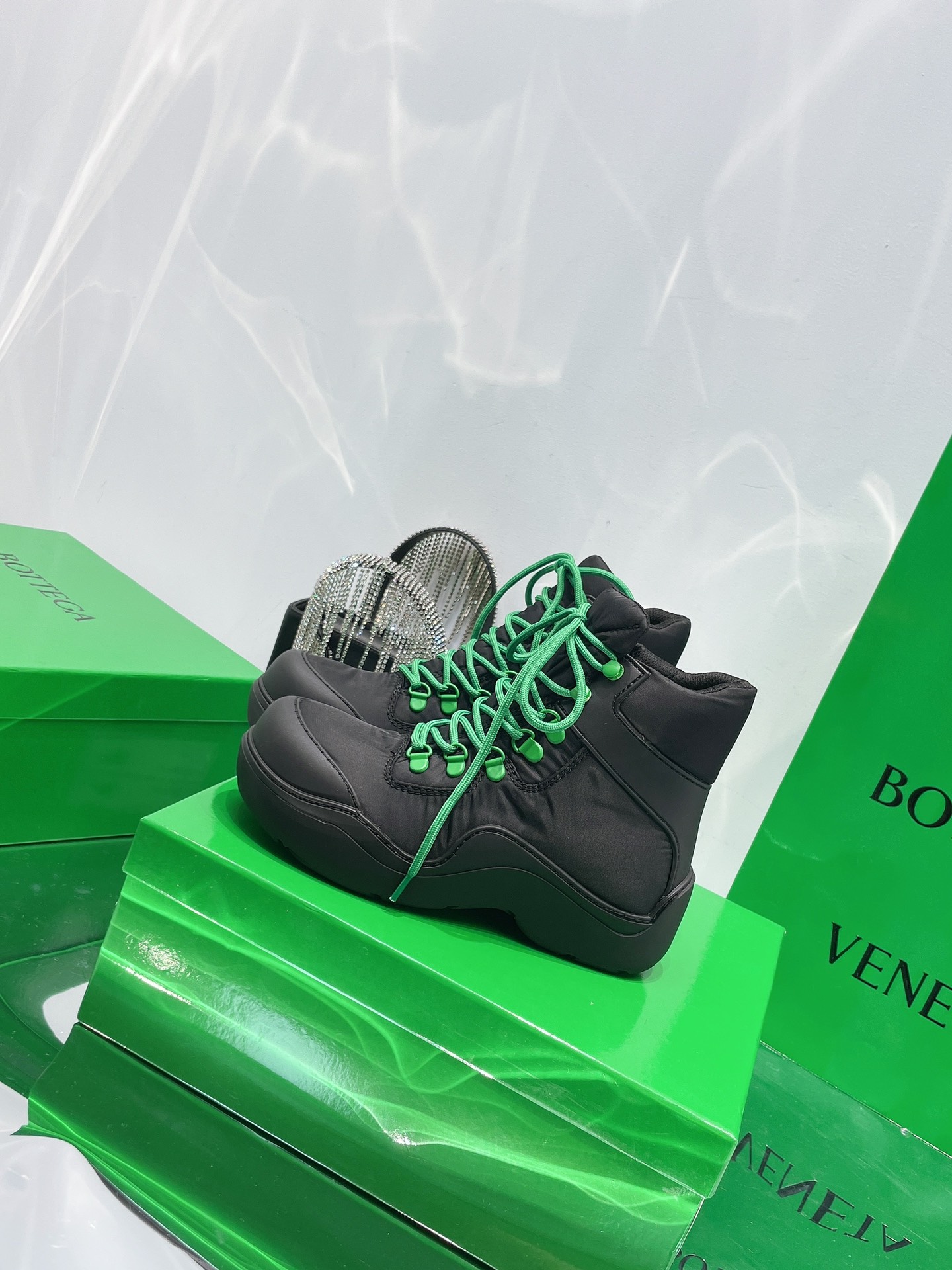 Bottega Veneta Puddle Bomber Lace-up Rubber And Shell Boots 1 - vstockx