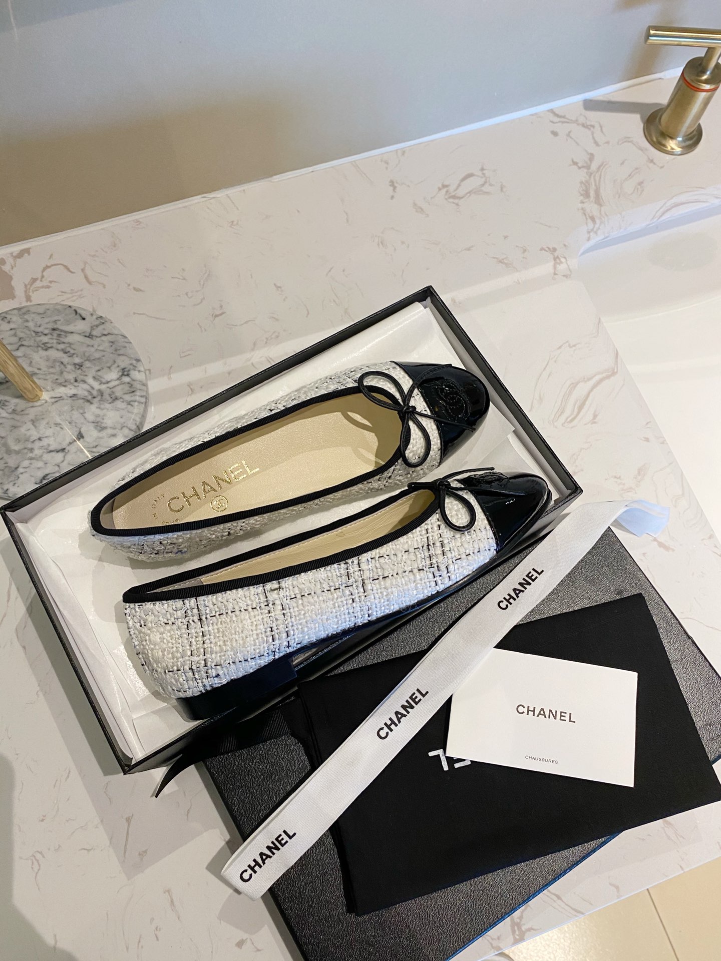 Chanel Ballerinas Fabric & Grosgrain 20 - vstockx