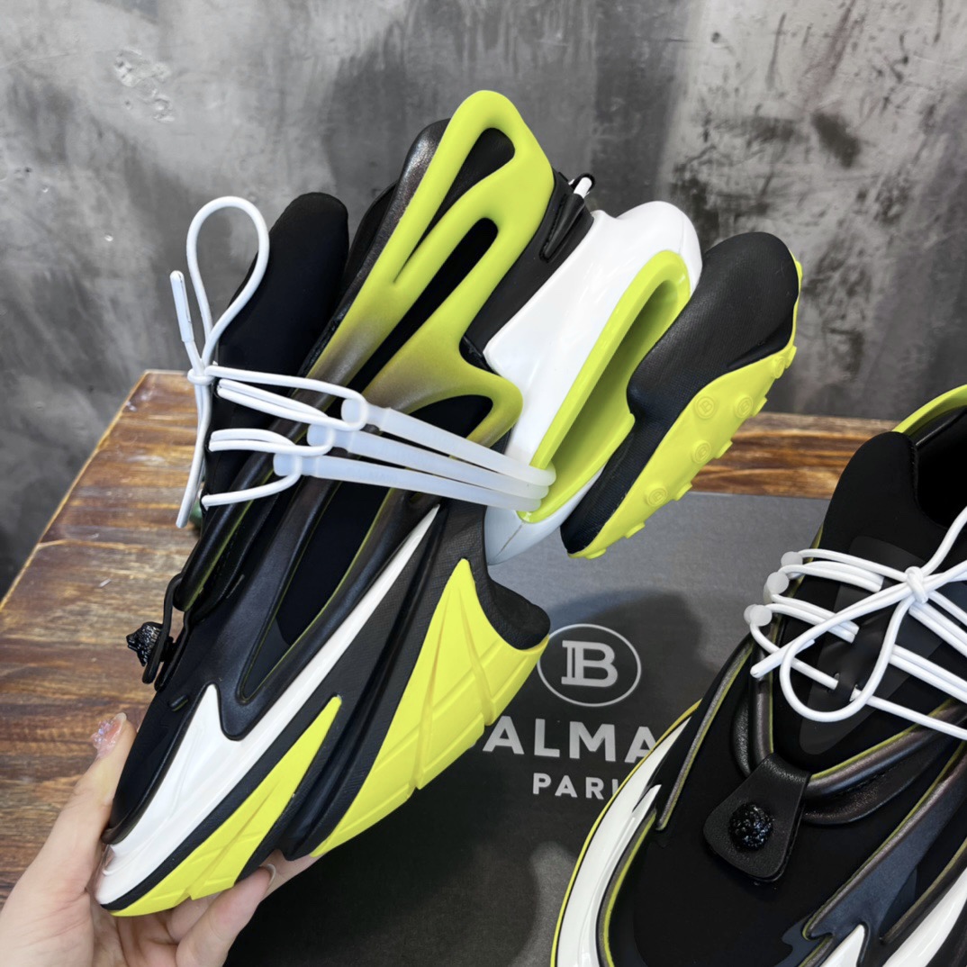 Balmain Unicorn Low-Top Black Yellow - vstockx