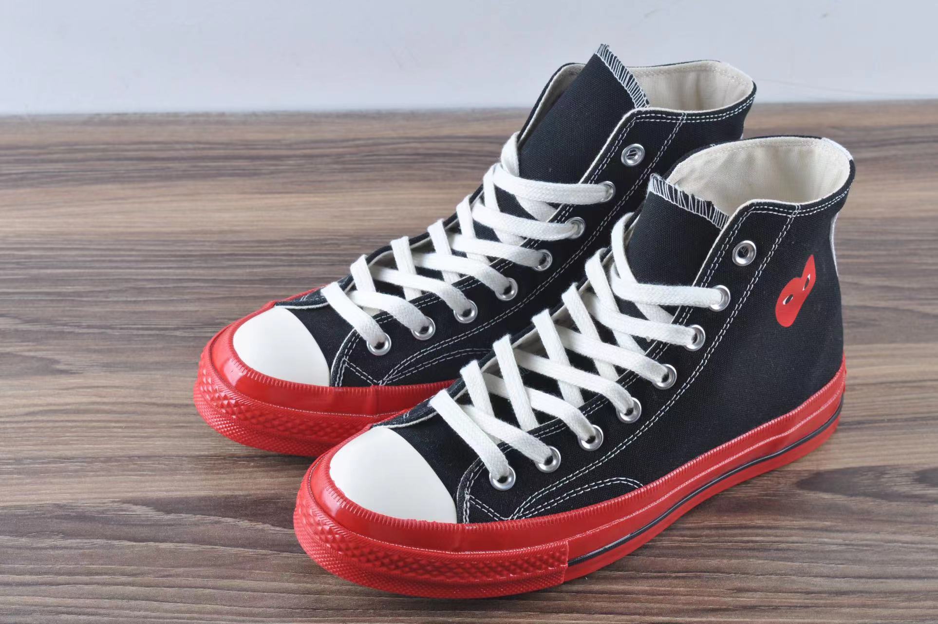 Converse Chuck Taylor All-Star 70 Hi Comme des Garcons PLAY Black Red Midsole - vstockx