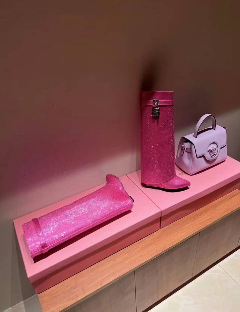 Givenchy Women Shark Lock Boots In Strass pink - vstockx