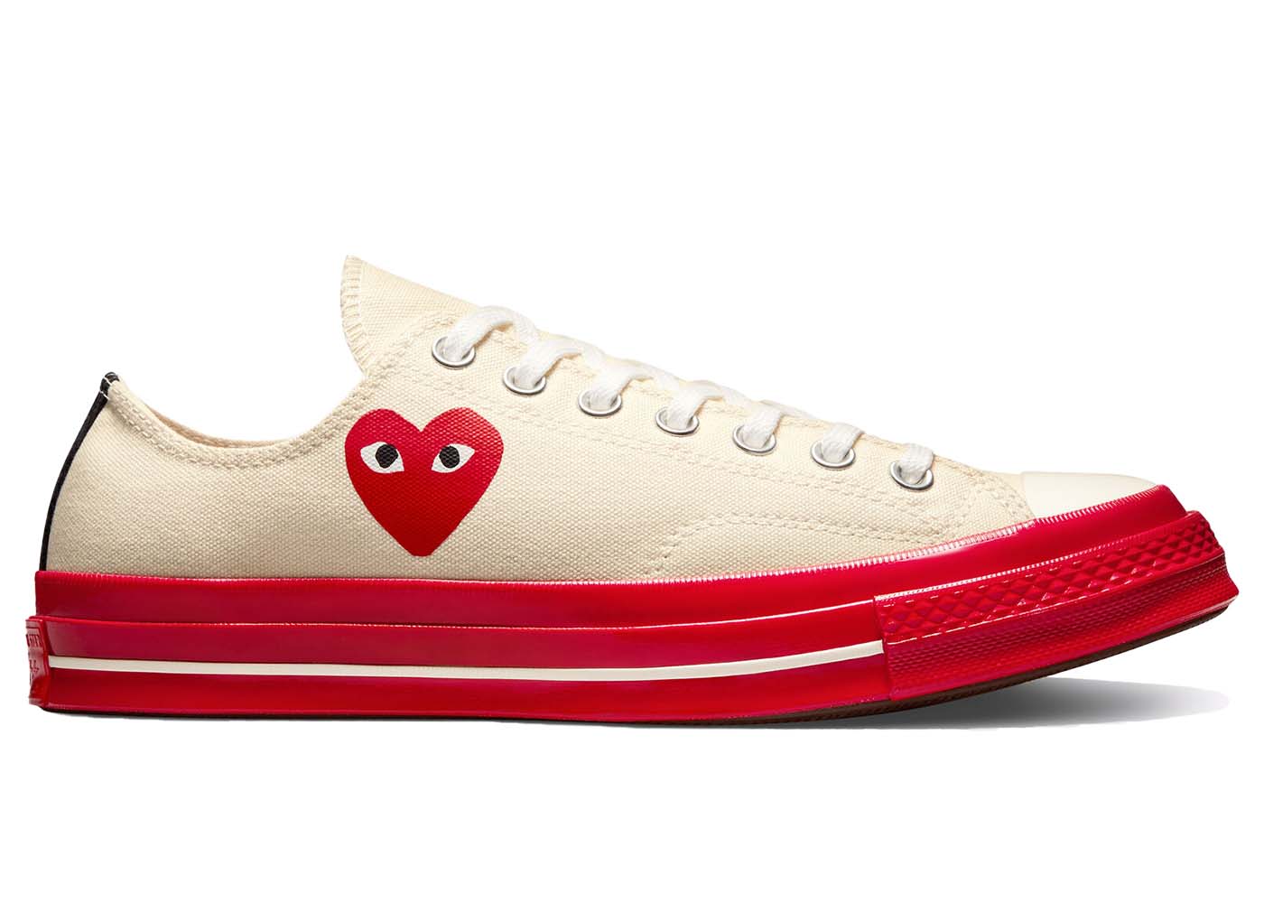 Converse Chuck Taylor All-Star 70 Ox Comme des Garcons PLAY Egret Red Midsole - vstockx