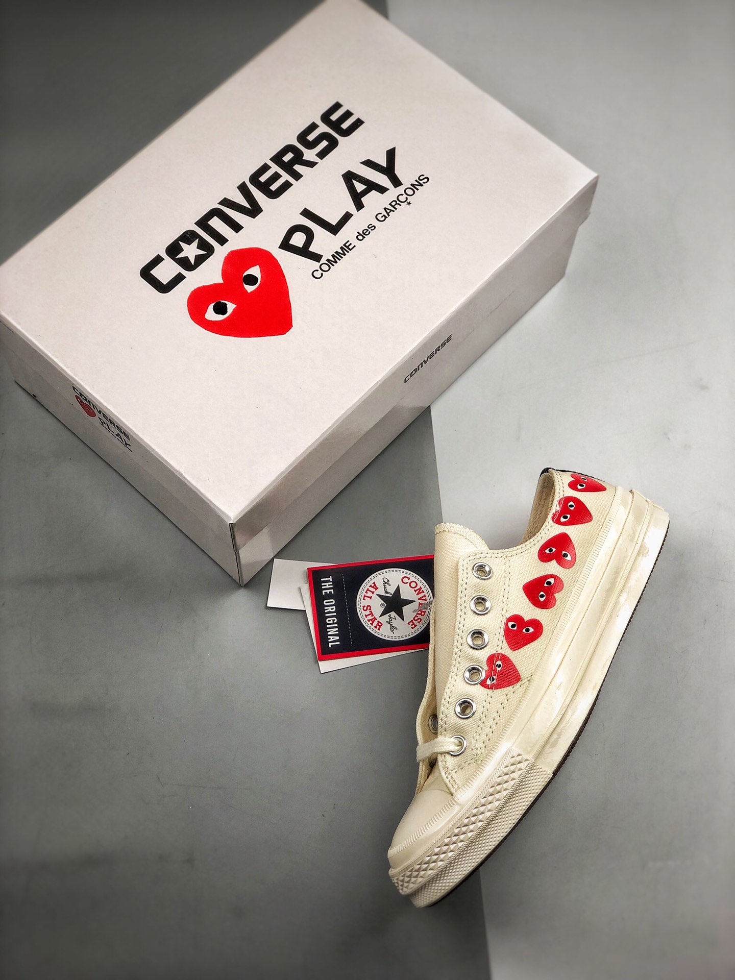 Converse Chuck Taylor All-Star 70s Ox Comme des Garcons Play Multi-Heart White - vstockx
