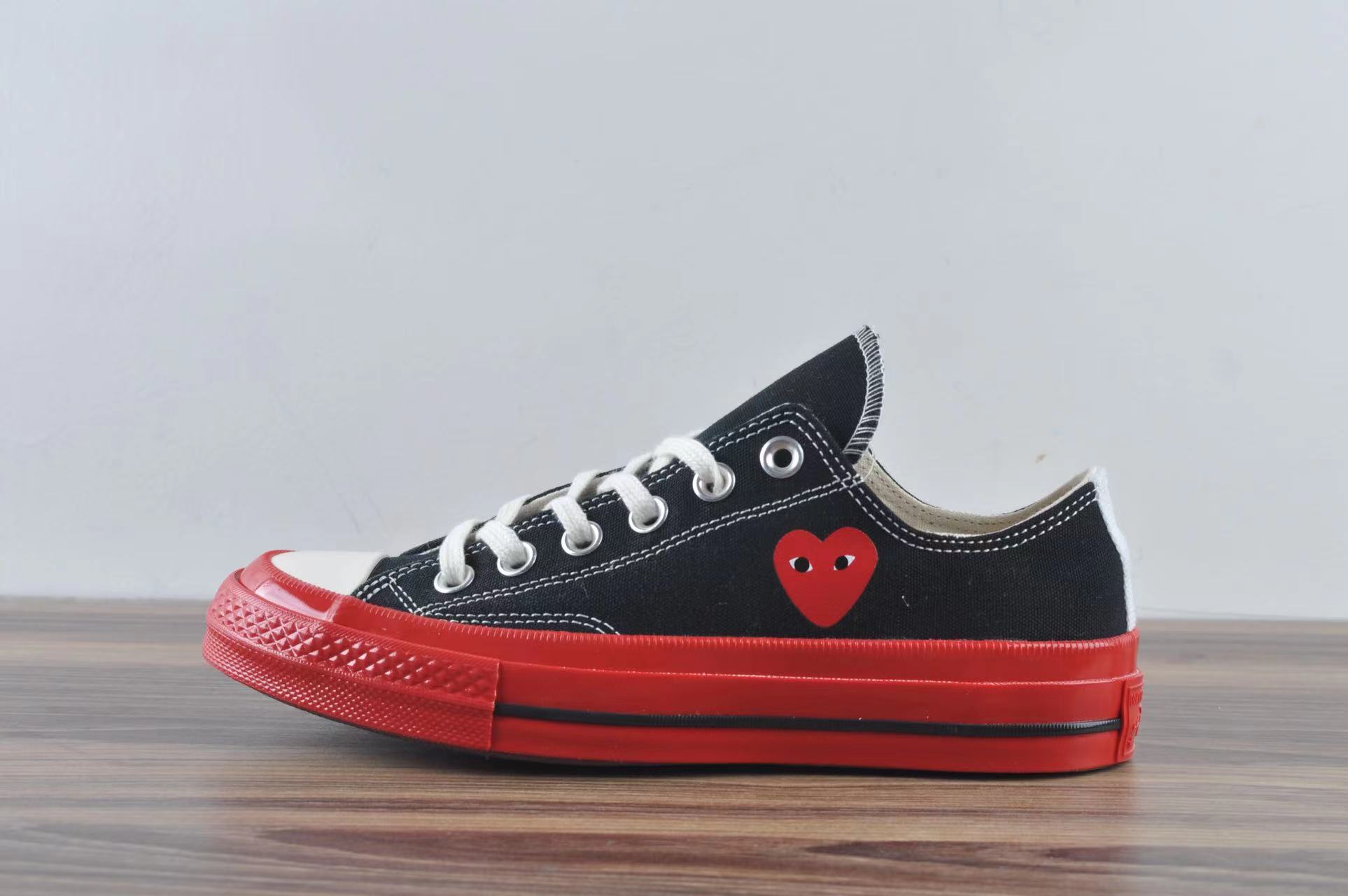 Converse Chuck Taylor All-Star 70 Ox Comme des Garcons PLAY Black Red Midsole - vstockx