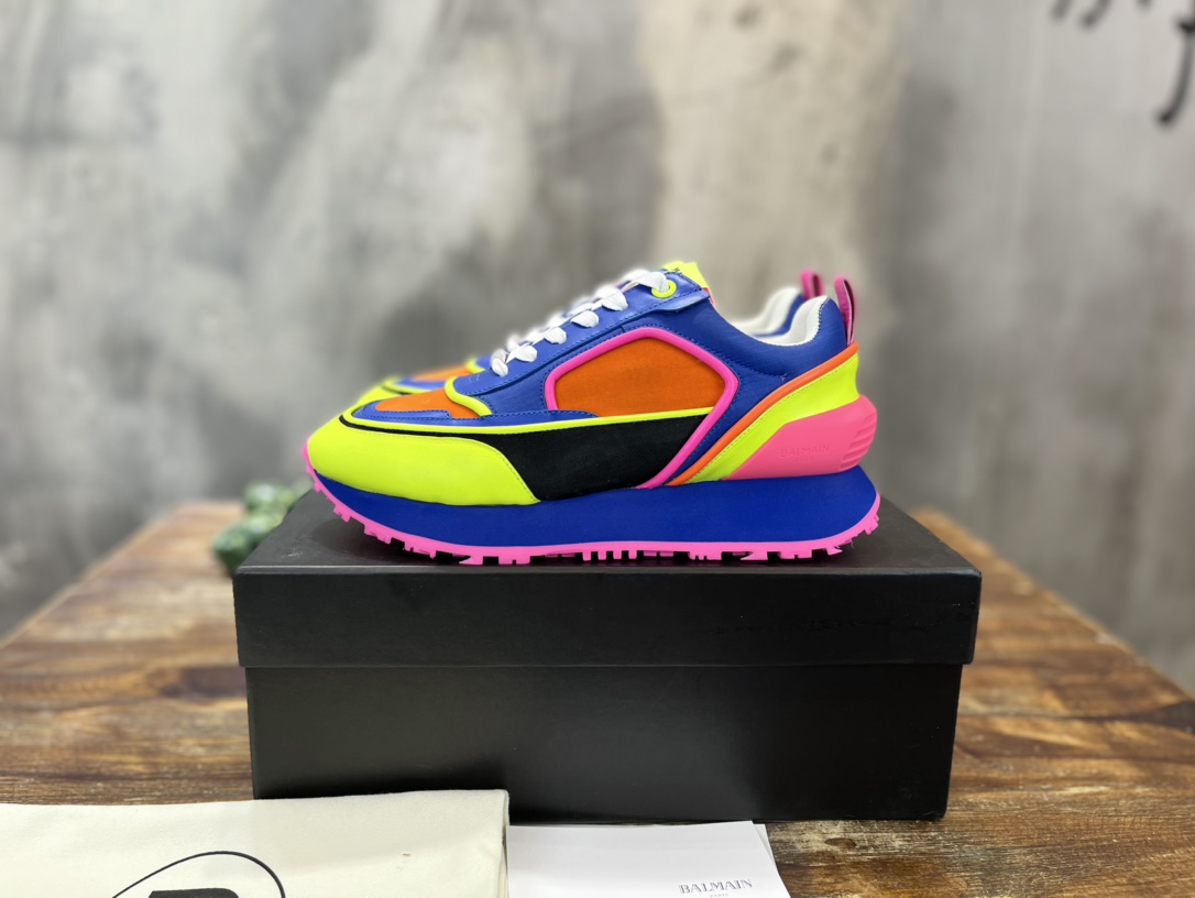 Balmain Velvet nylon and mesh low-top Racer sneaker 21 - vstockx
