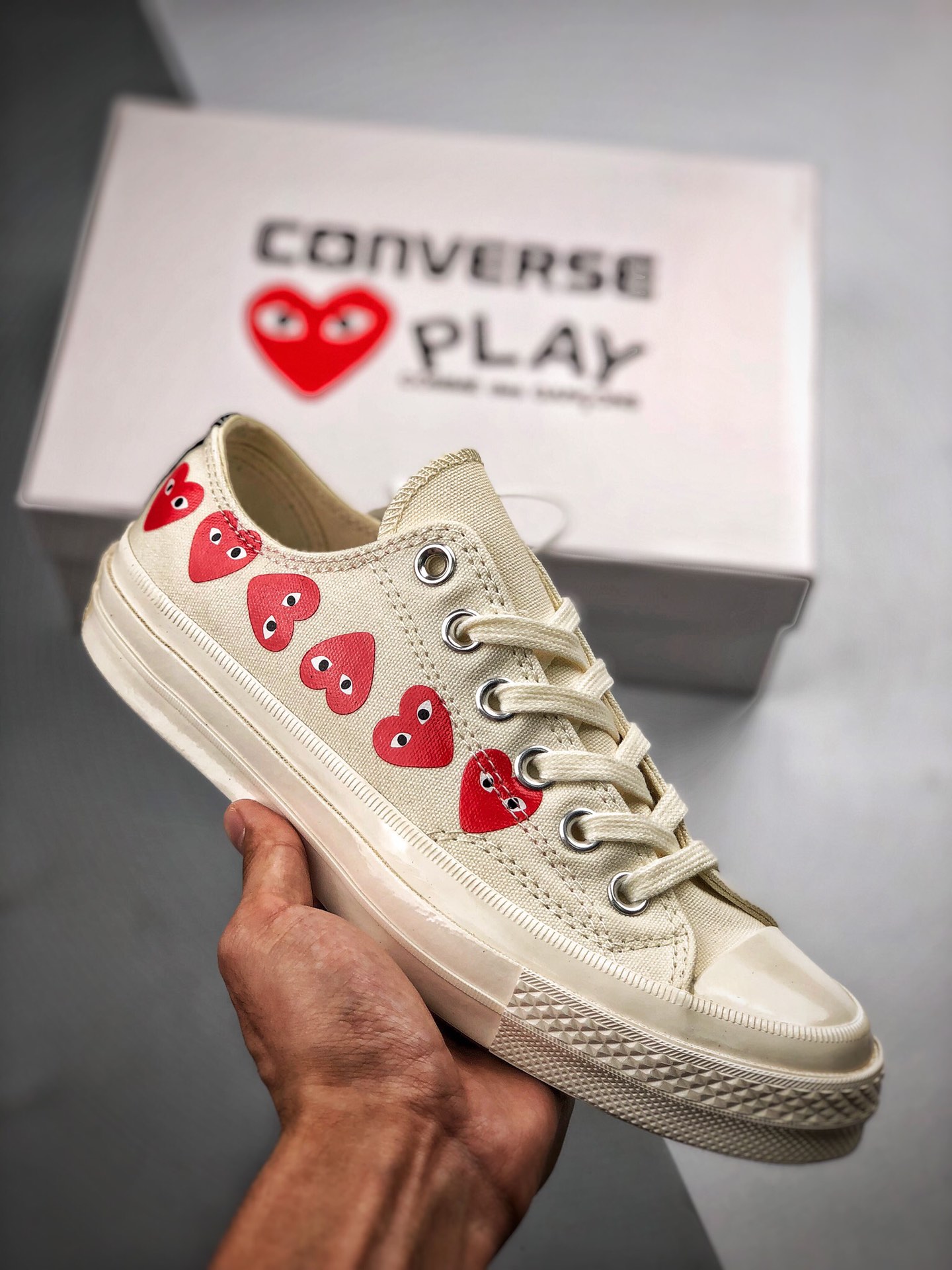 Converse Chuck Taylor All-Star 70s Ox Comme des Garcons Play Multi-Heart White - vstockx