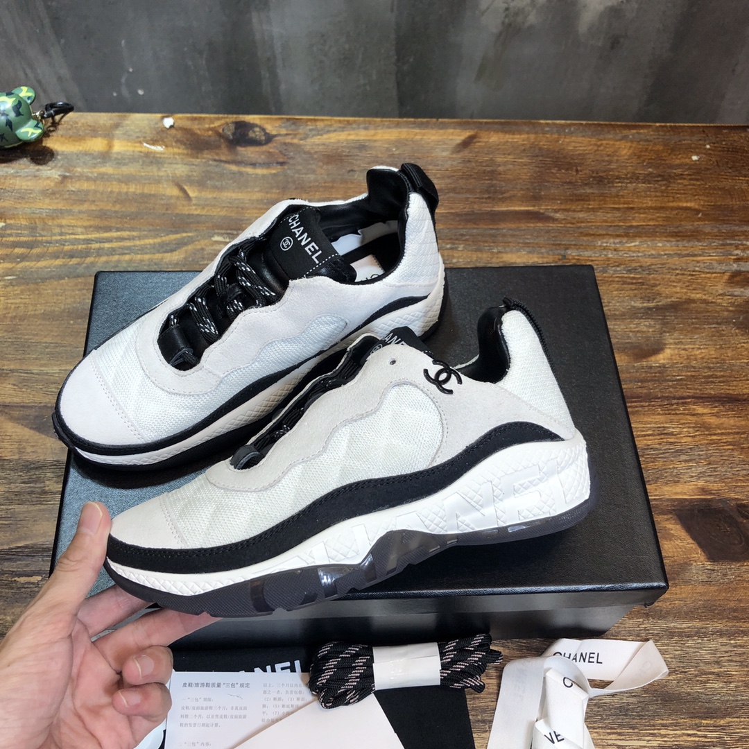 Chanel Fabric & Suede Calfskin Low Top Sneaker 24 - vstockx