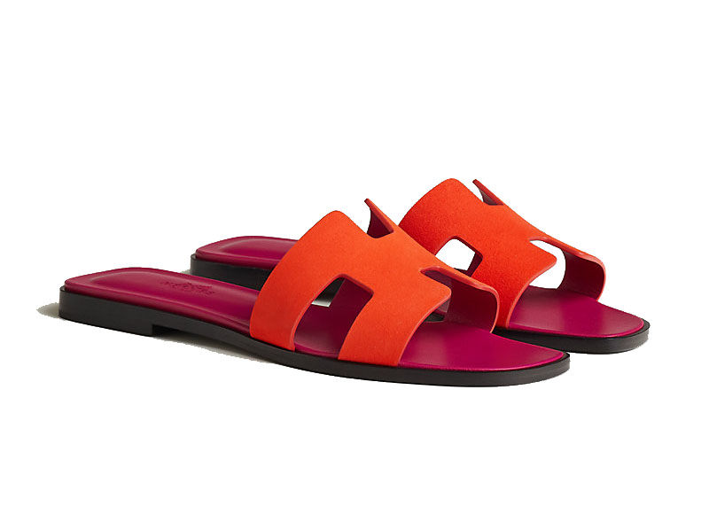 Hermes Oran Sandal Orange Synthetique Suede Goatskin - vstockx