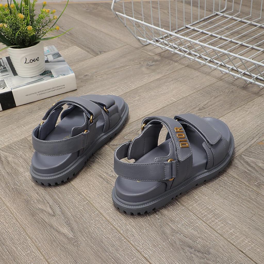 DIOR DIORACT SANDAL Gray Stone Lambskin - vstockx