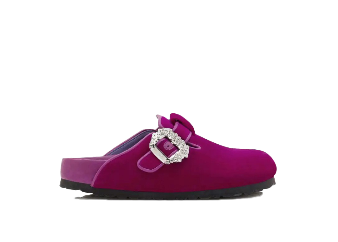 Birkenstock Boston Manolo Blahnik Fuchsia Velvet - vstockx