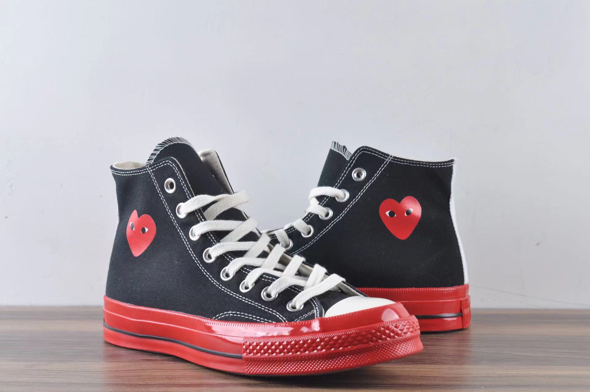 Converse Chuck Taylor All-Star 70 Hi Comme des Garcons PLAY Black Red Midsole - vstockx