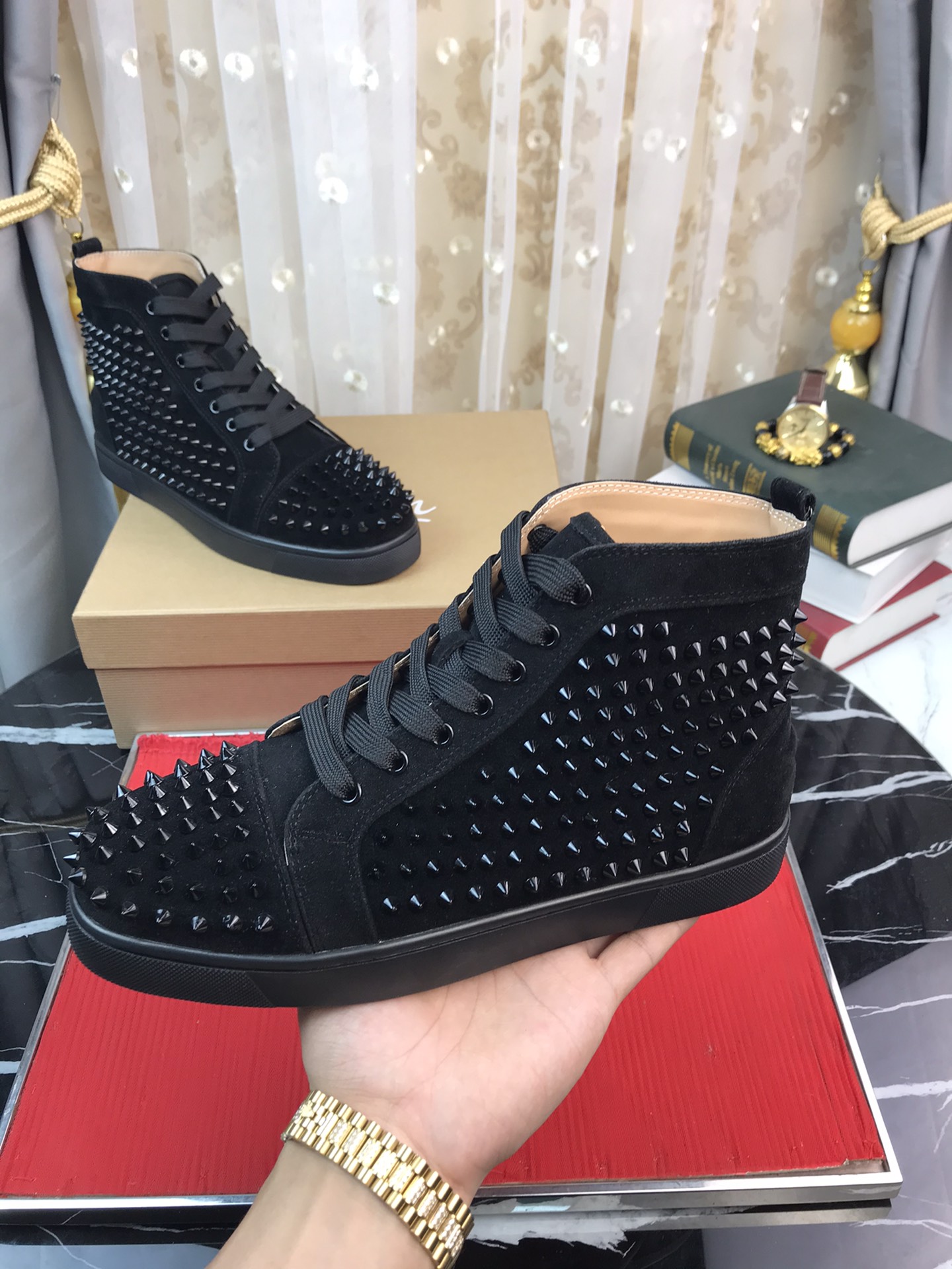 Christian Louboutin Louis Junior Spikes Orlato Flat Sneakers 2 - vstockx
