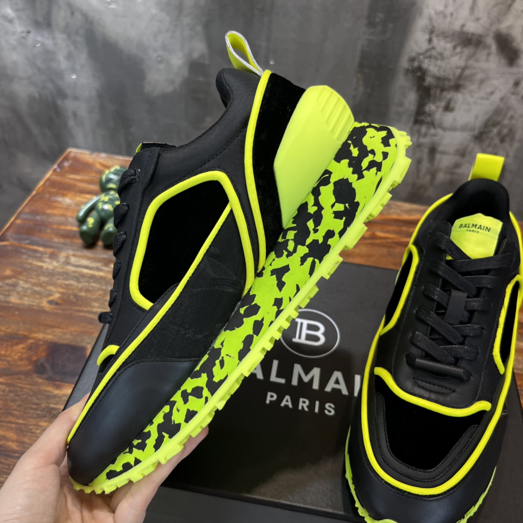 Balmain Velvet nylon and mesh low-top Racer sneaker 22 - vstockx