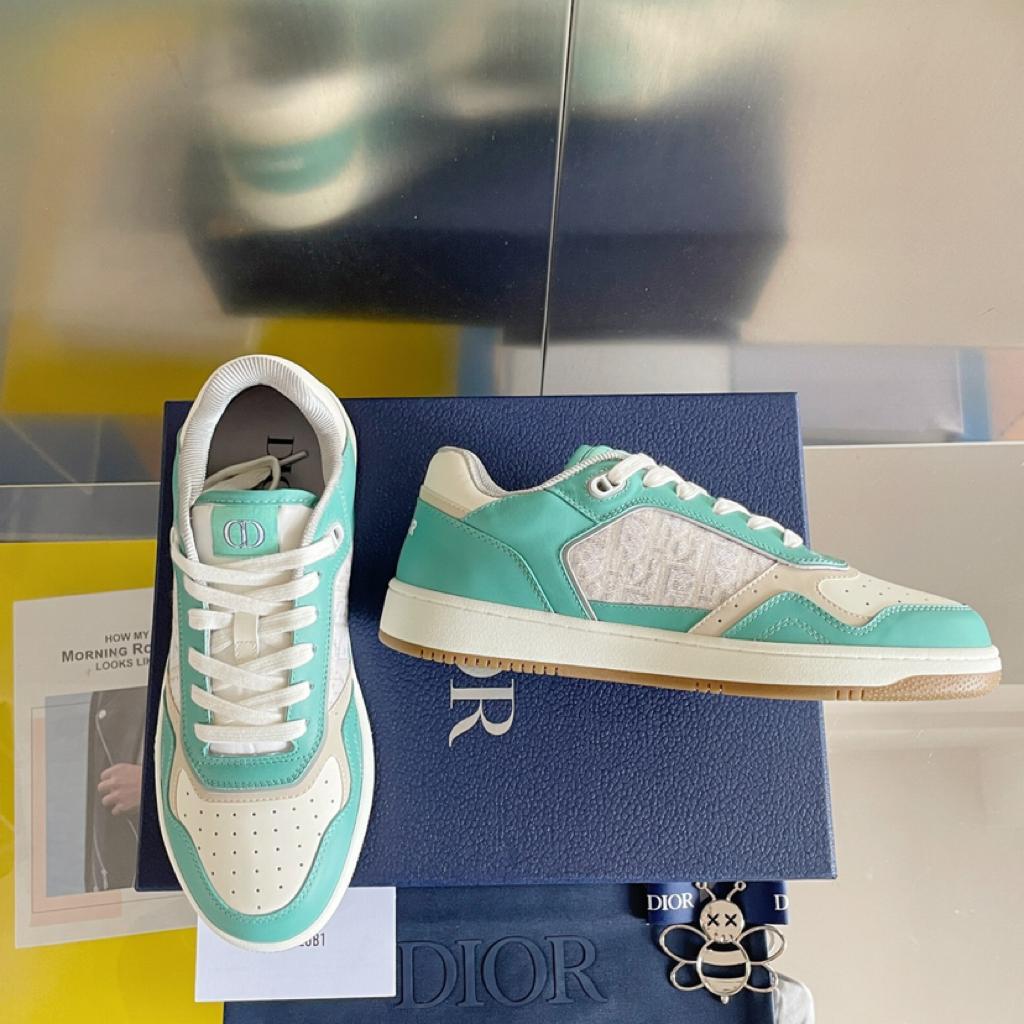 Dior B27 Low Turquoise Cream Dior Oblique Cream Jacquard - vstockx