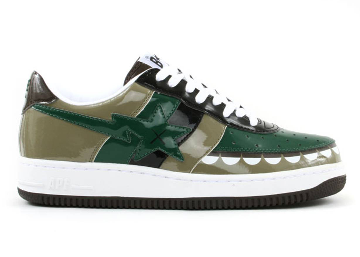 A Bathing Ape Bape Sta Low KAWS Chompers Dark Green - vstockx