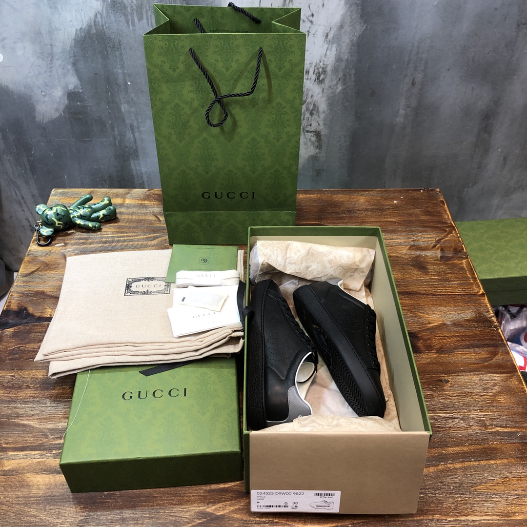 Gucci Ace Perforated Interlocking G Black - vstockx