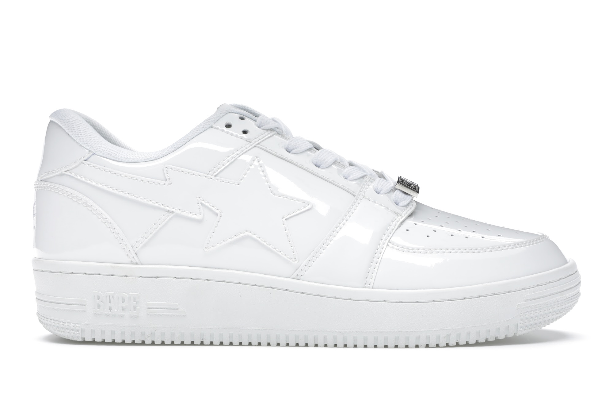 A Bathing Ape Bape Sta Low Patent White - vstockx
