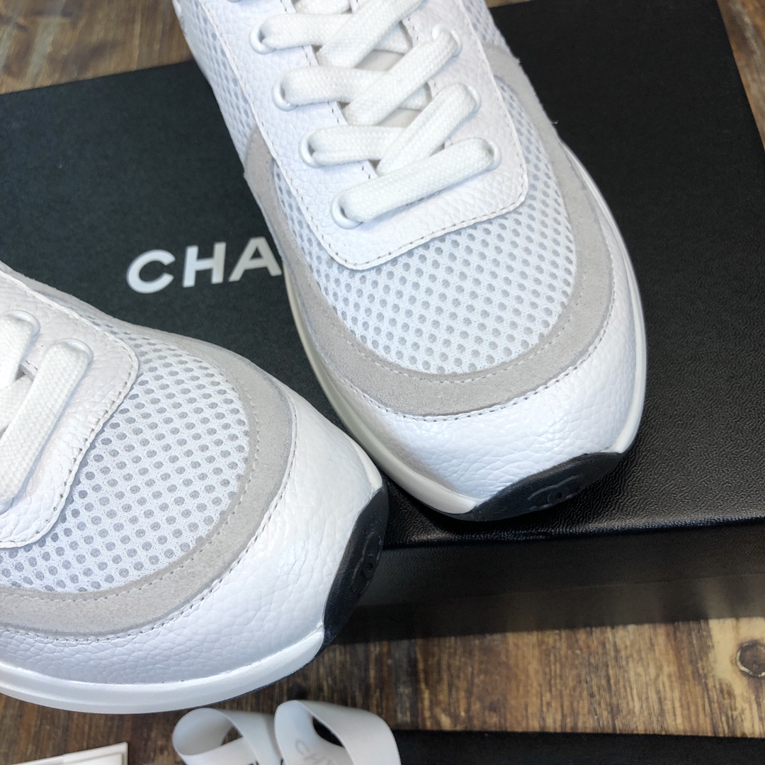 Chanel Fabric & Suede Calfskin Low Top Sneaker 37 - vstockx