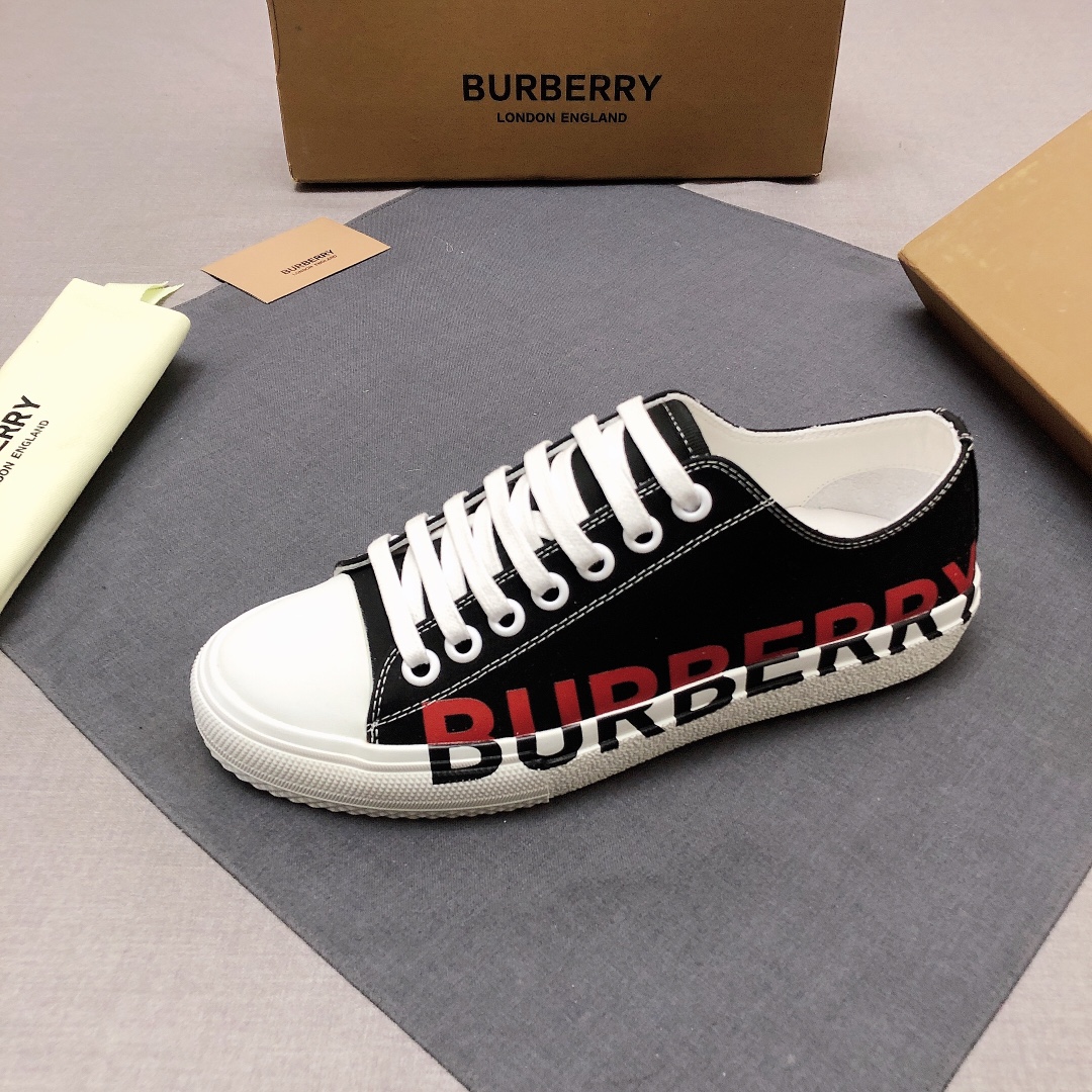 Burberry Logo Print Cotton Black Red White - vstockx