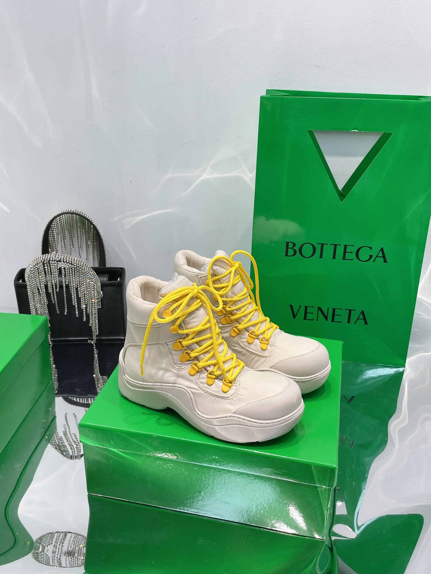 Bottega Veneta Puddle Bomber Lace-up Rubber And Shell Boots 3 - vstockx
