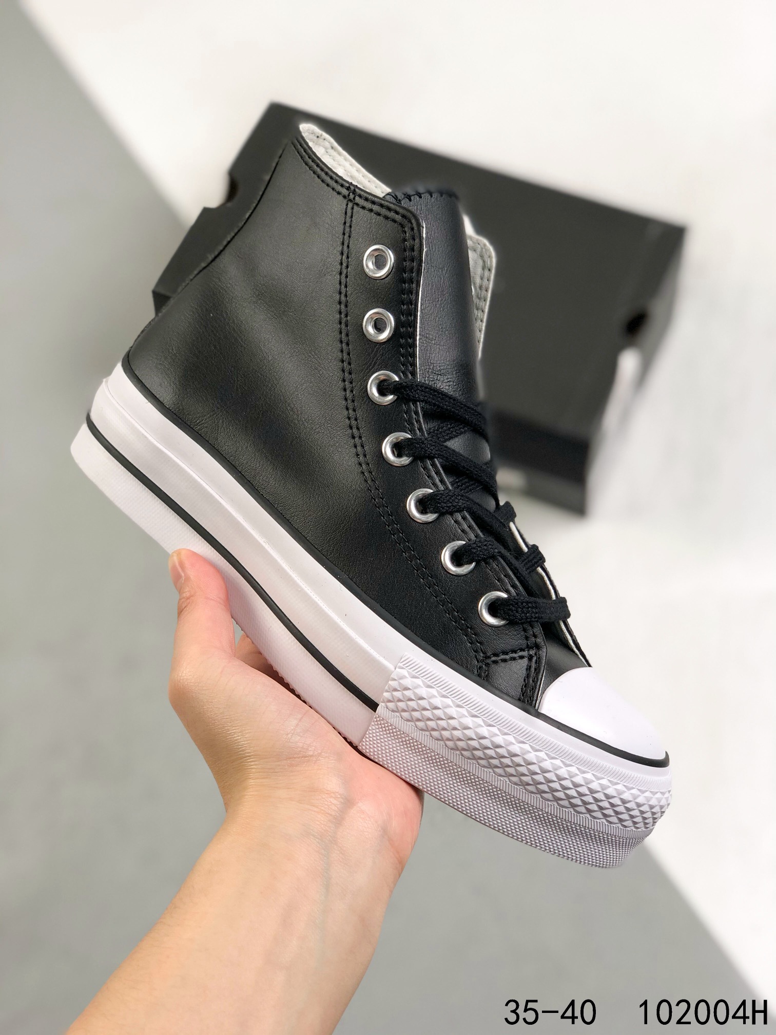 Converse Chuck Taylor All-Star Lift Hi Black Leather (W) - vstockx