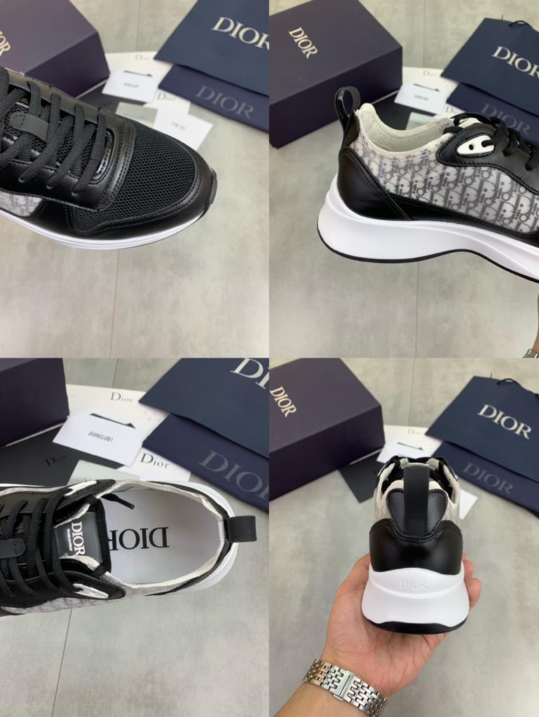Dior B25 Runner Black Grey Oblique Leather - vstockx