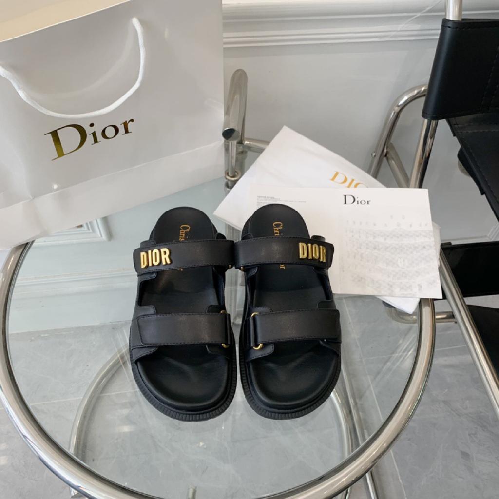 DIOR DIORACT SLIDE Black Lambskin - vstockx