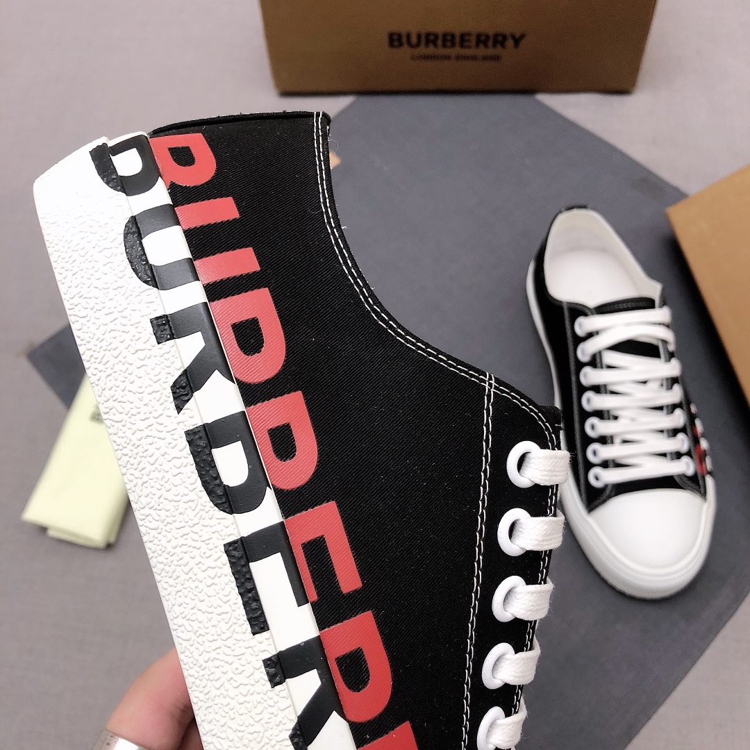 Burberry Logo Print Cotton Black Red White - vstockx