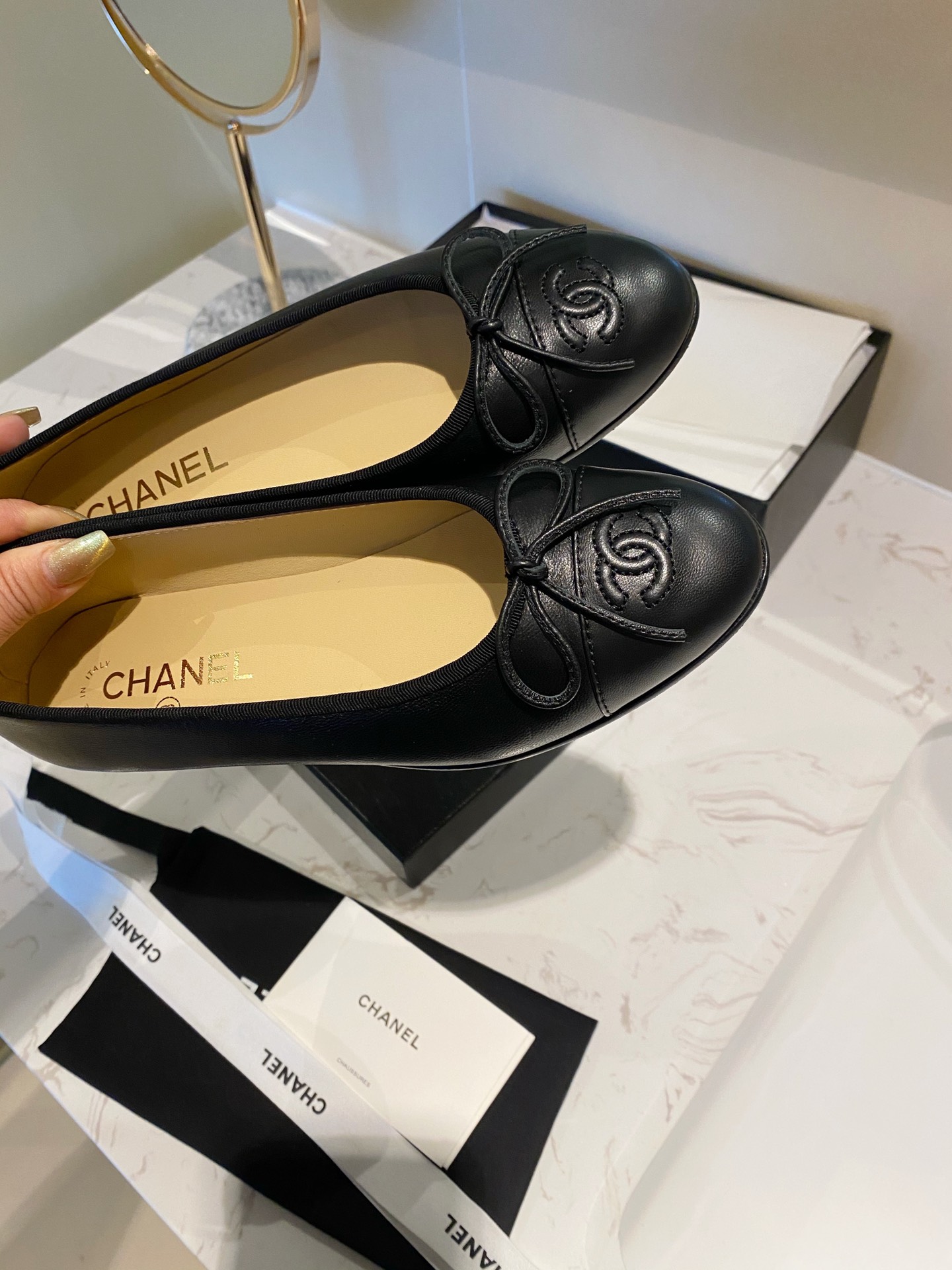 Chanel Ballerinas Fabric & Grosgrain 1 - vstockx