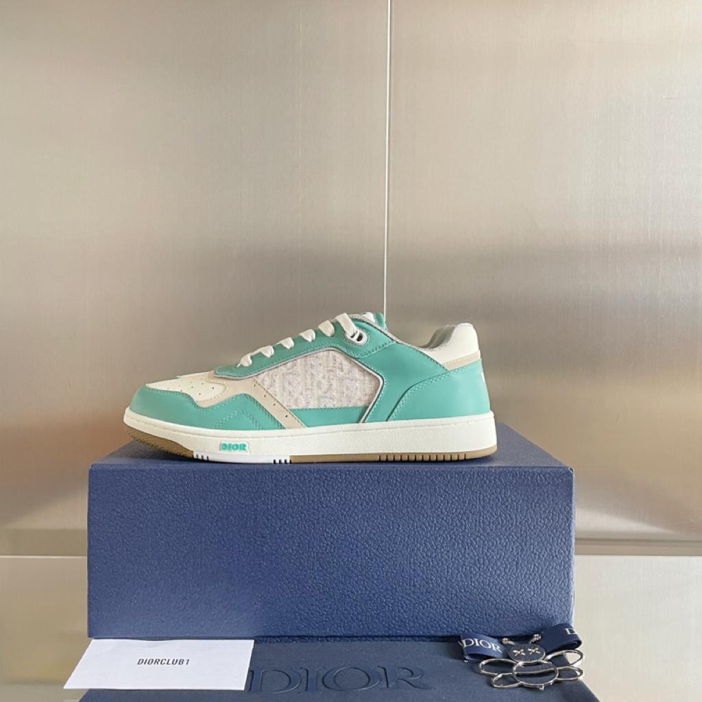 Dior B27 Low Turquoise Cream Dior Oblique Cream Jacquard - vstockx