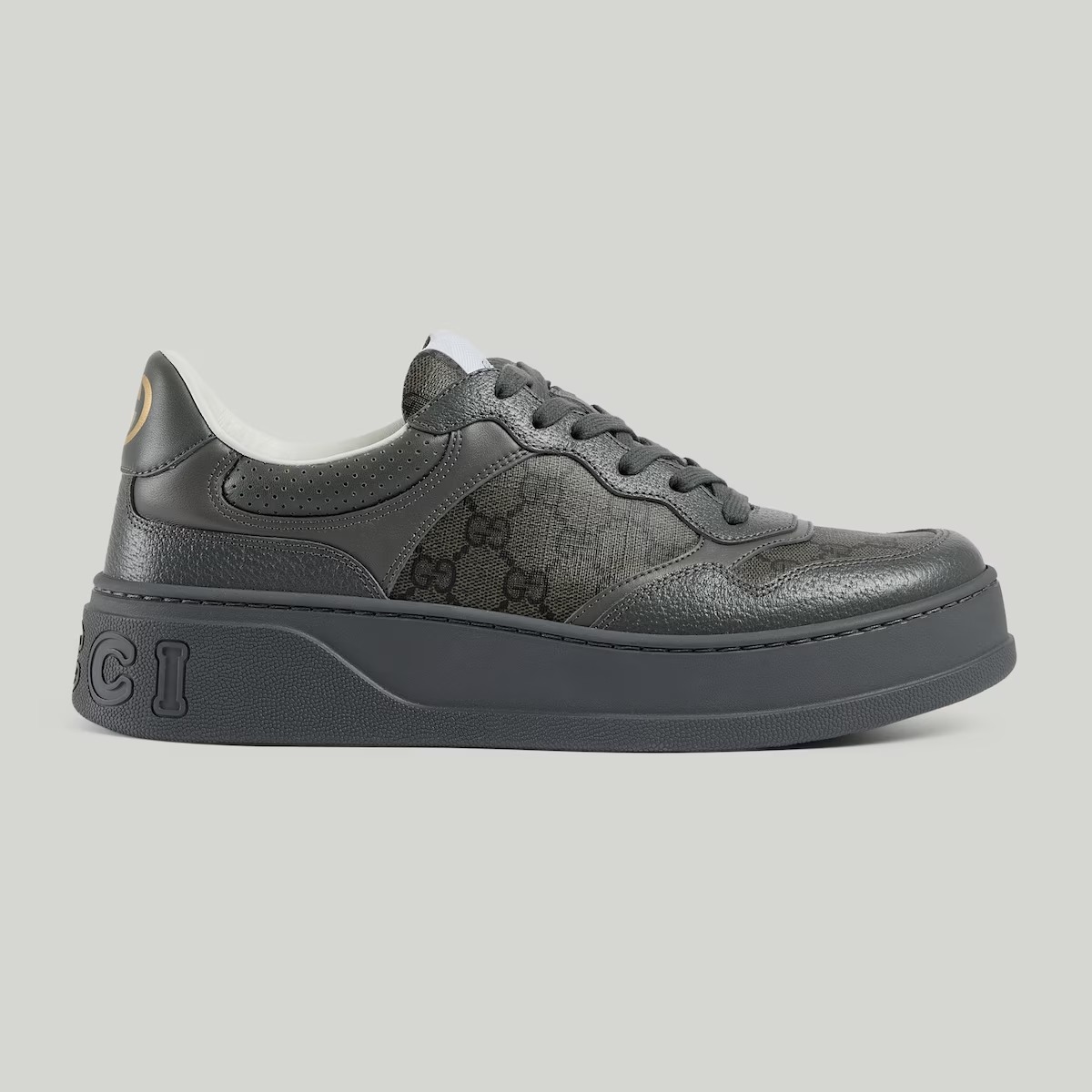 Gucci LACE-UP SNEAKER grey leather - vstockx