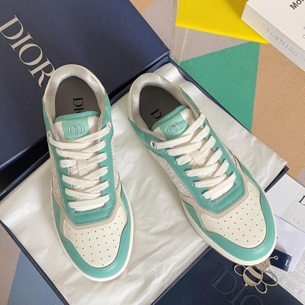 Dior B27 Low Turquoise Cream Dior Oblique Cream Jacquard - vstockx