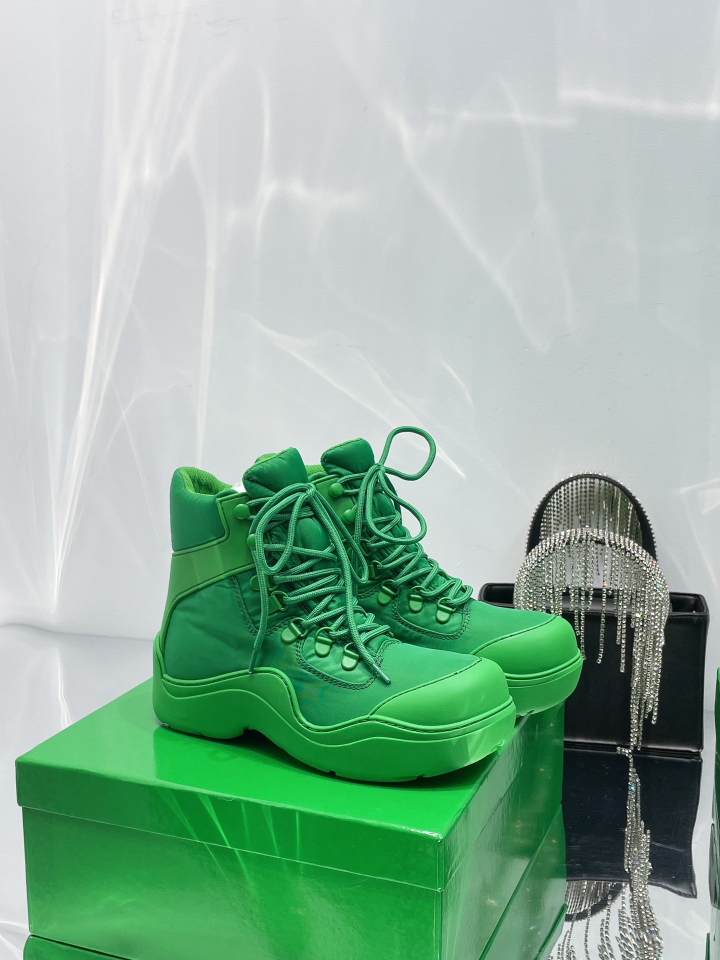 Bottega Veneta Puddle Bomber Lace-up Rubber And Shell Boots 2 - vstockx