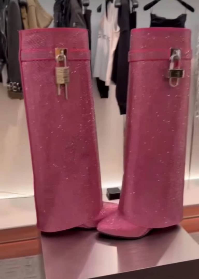 Givenchy Women Shark Lock Boots In Strass pink - vstockx