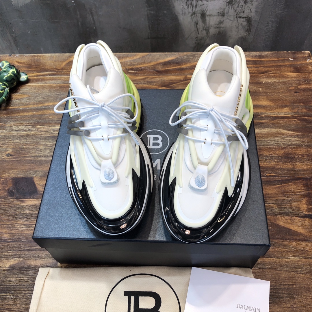 Balmain Unicorn Low-Top White Yellow - vstockx