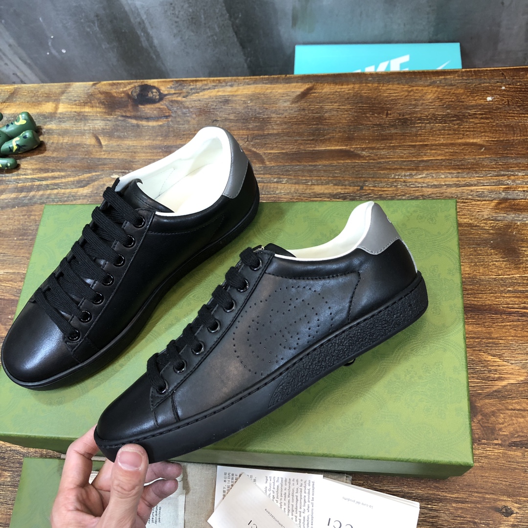 Gucci Ace Perforated Interlocking G Black - vstockx