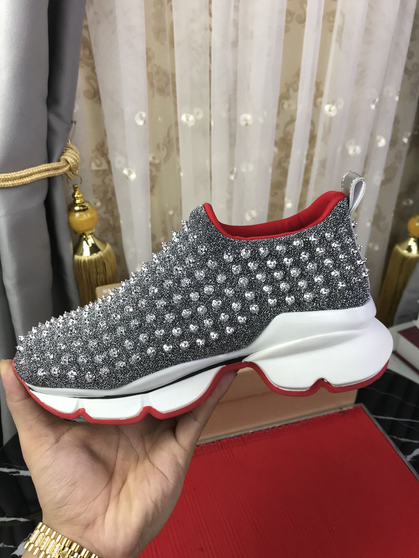 Christian Louboutin Spike Sock Flat Sneakers 2 - vstockx