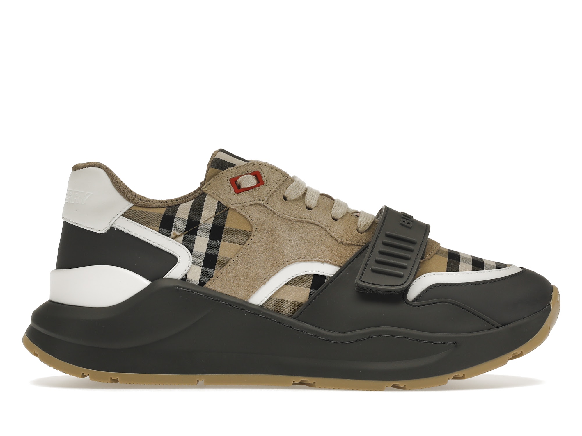 Burberry Ramsey Vintage Check Suede Leather Sneakers Grey Archive Beige - vstockx