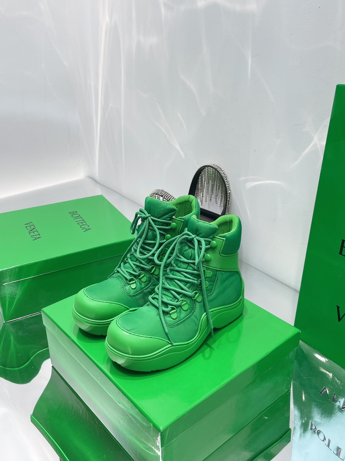 Bottega Veneta Puddle Bomber Lace-up Rubber And Shell Boots 2 - vstockx