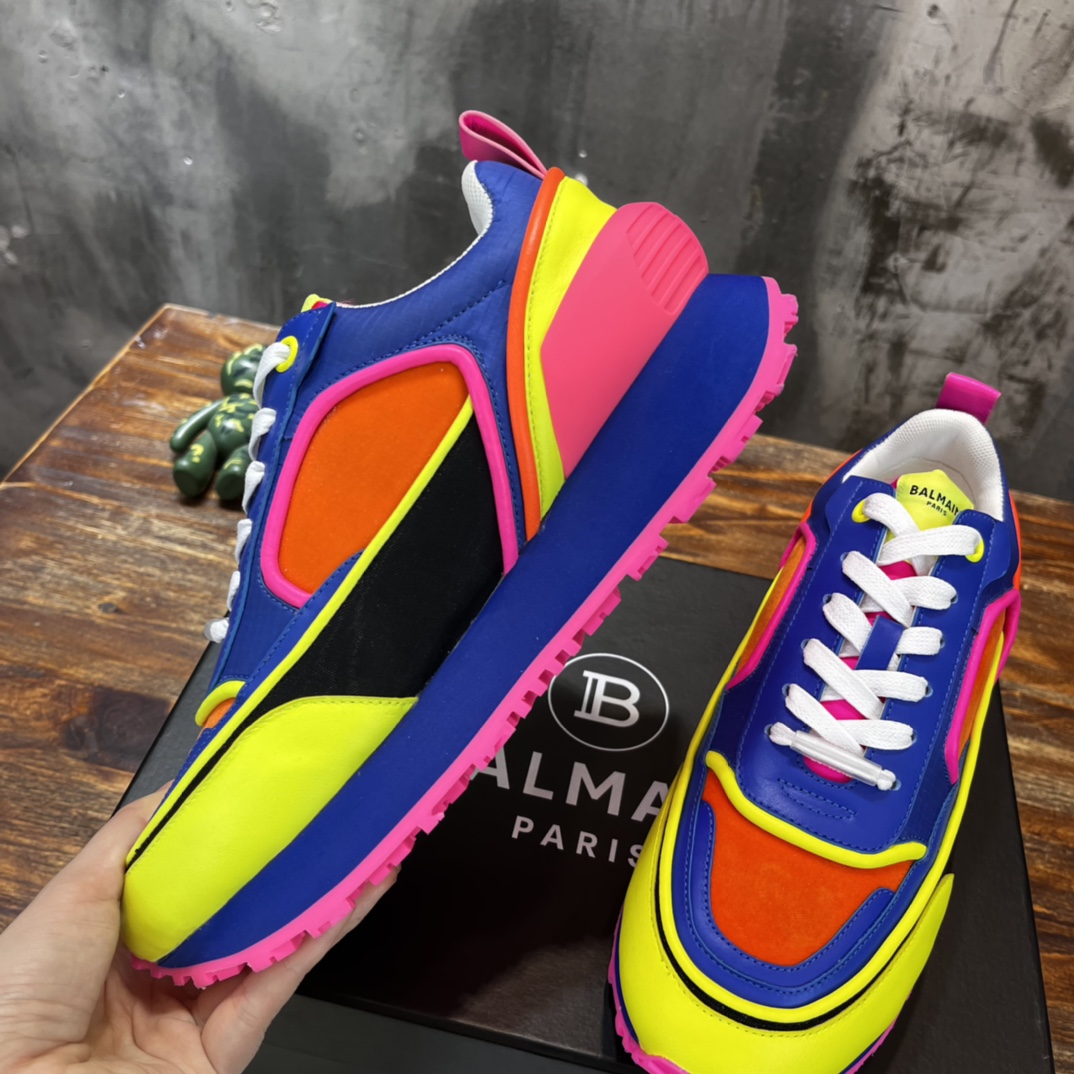 Balmain Velvet nylon and mesh low-top Racer sneaker 21 - vstockx