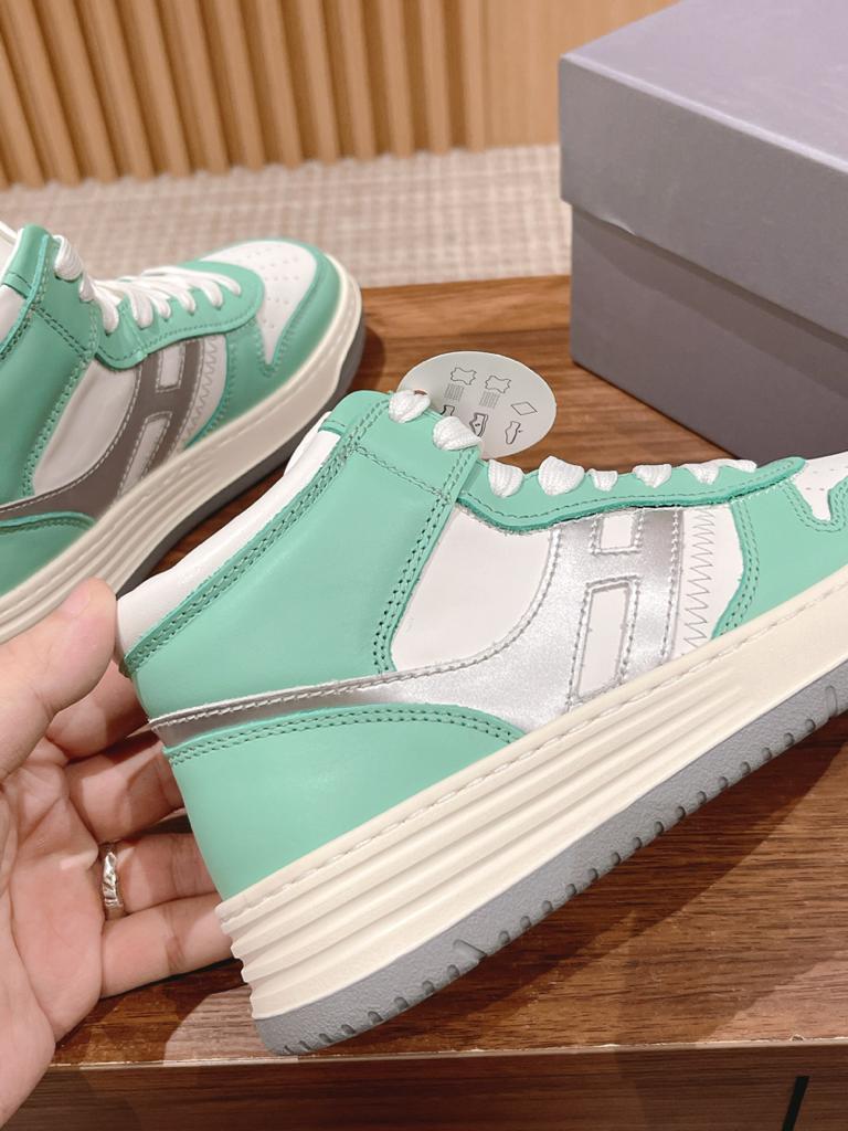 Hogan H630 High Top White Green Silver - vstockx
